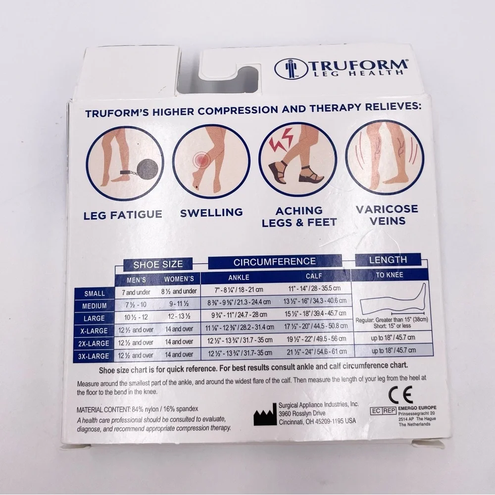 NEW Truform Unisex Medical Compression Socks 20-30 mmhg Knee High Beige Large